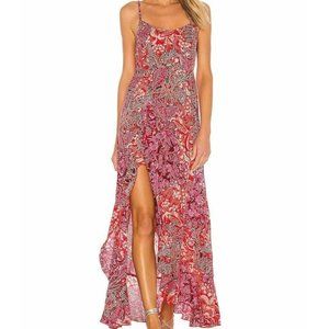 Free People Forever Yours Smocked Slip Dress Women's Size Small Red Long Maxi